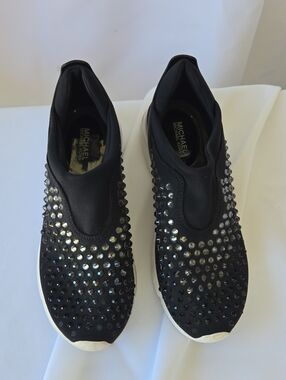 Michael Kors Black Slip-On Studded Crystal Sneakers